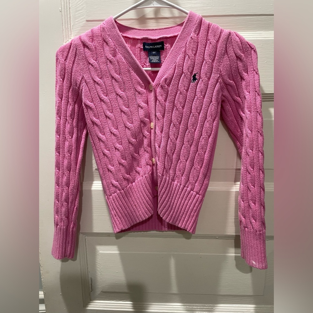 Ralph Lauren Pink Cable Cardigan, Gorl’s size 6X